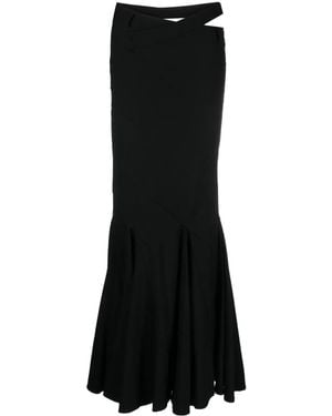 ANDREADAMO Cut-Out Flannel Maxi Skirt - Black
