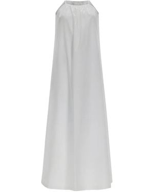 Max Mara Halterneck Gathered Maxi Dress - White