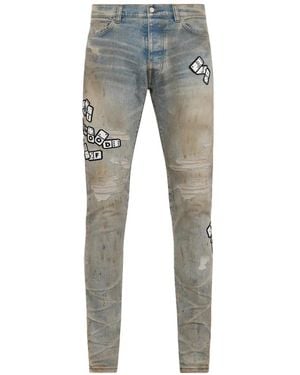 Amiri Domino Applique Skinny Jeans - Blue