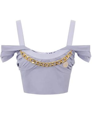 Elisabetta Franchi Off-Shoulder Top - White