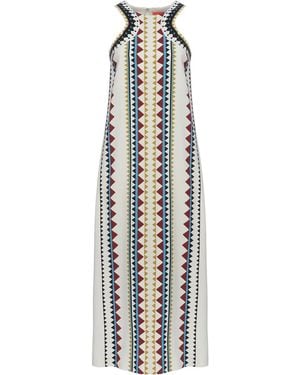 La DoubleJ Geometric-Print Maxi Skirt - White