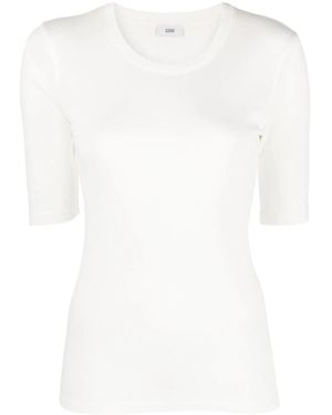 Closed Round-Neck Short-Sleeved T-Shirt - White