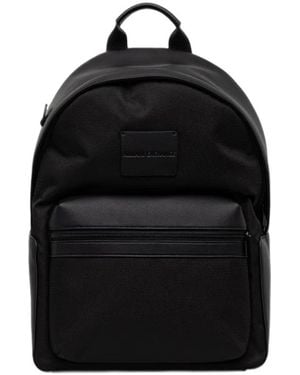 ARMANI EXCHANGE Logo-Patch Paneled Backpack - Black