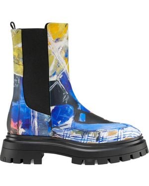 Stuart Weitzman X Kidsuper 50Mm Bedford Artwork Lug-Sole Chelsea Boots - Blue