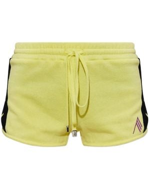 The Attico Logo-Embroidered Side-Stripe Shorts - Yellow