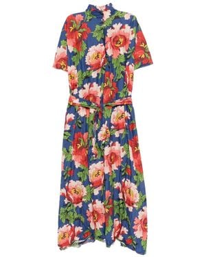 Daniela Gregis Floral-Print V-Neck Midi Dress - White