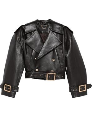 retroféte Jack Met Dubbele Rij Knopen En Ceintuur - Zwart