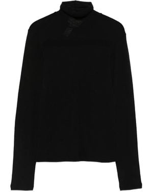 forte_forte Wool Ribbed Jersey Turtleneck T-Shirt Clothing - Black