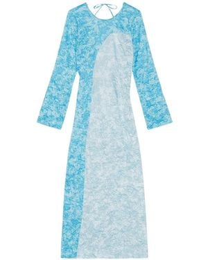 Ganni Tie-Back Midi Dress - Blue