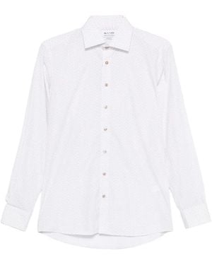 Sand Geometric-Print Cotton Shirt - White