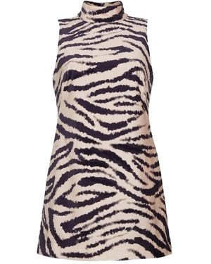 Cara Cara Tay Zebra-Print Mock-Neck Mini Dress - White
