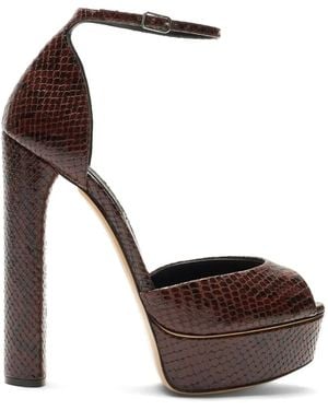 Casadei Flora Python-Effect Platform Sandals - Brown
