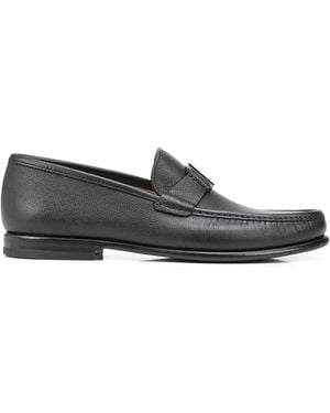 Ferragamo Logo-Engraved Leather Loafers - Grey
