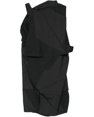Issey Miyake Geometric Pleated Midi Dress - Black