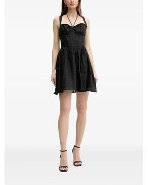 Bardot Corset-Detail Mini Dress - Black
