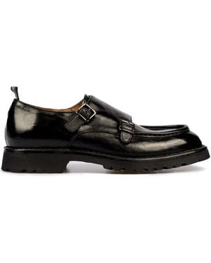 Green George Leather Monk Shoes - Black