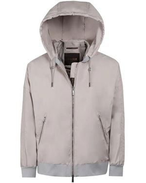 Moorer Ghenda Hooded Ribbed Jacket - Grey