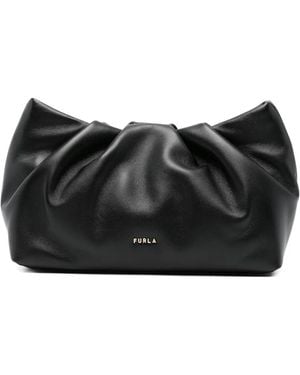Furla Mini Delia Gathered Clutch Bag - Black