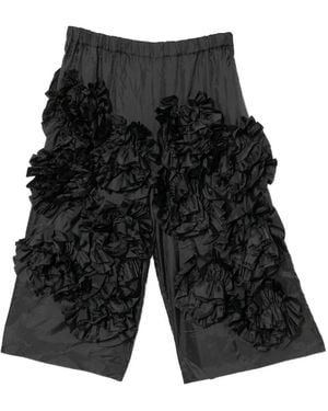 Comme des Garçons Floral-Ruffled Pants - Black