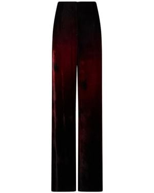 Alberta Ferretti Gradient-Effect Velvet-Texture Straight Pants - Red