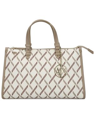 ARMANI EXCHANGE Logo-Charm Pattern Tote - White