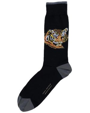 Alto Milano Tiger-Motif Socks - Black