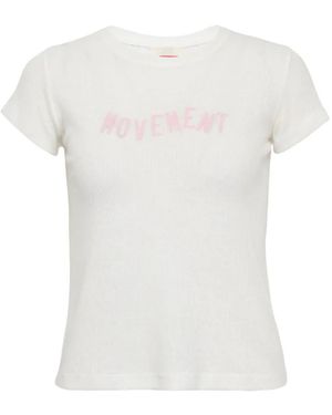 Rally Movement Logo-Print Ribbed T-Shirt - White