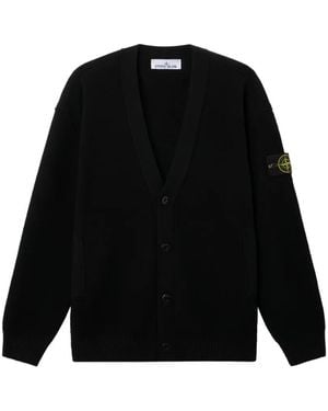 Stone Island Logo-Patch Button-Up Cardigan - Black