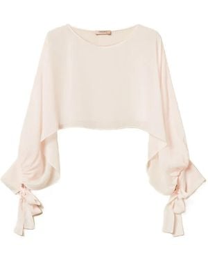 Twinset Bow-Detail Cropped Blouse - White