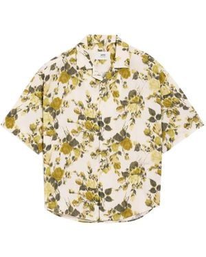 Ami Paris Floral-Print Short-Sleeve Shirt - Metallic