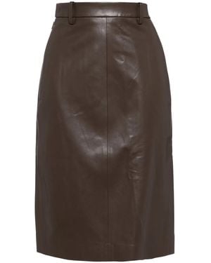 JNBY Faux Leather A-Line Skirt - Brown