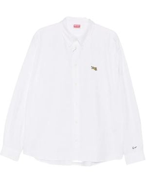 KENZO Embroidered-Tiger Button-Down Shirt - White