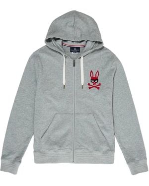 Psycho Bunny Mischief Sowerby Zip Bunny Hoodie - Grey