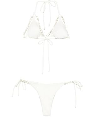 Mazzei Ring-Embellished Triangle Bikini - White