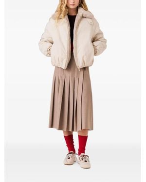 Maje Reversible Faux-Fur Collar Puffer Jacket - Natural