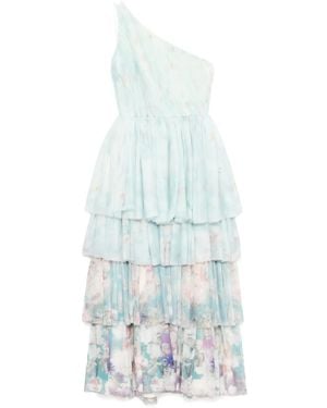 Saiid Kobeisy Floral-Printed Dress - Blue