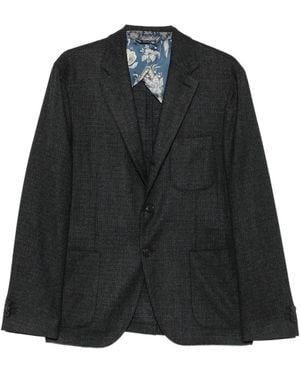 Etro Check-Pattern Single-Breasted Blazer - Black