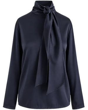 Jucca Bluse Mit Schleifenkragen - Blau