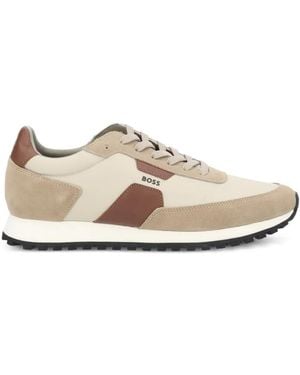 BOSS Parkour Runn Panelled Low-Top Trainers - White