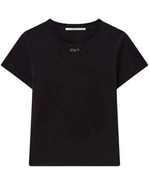 Stella McCartney Organic Cotton T-Shirt With Logo Charm - Black