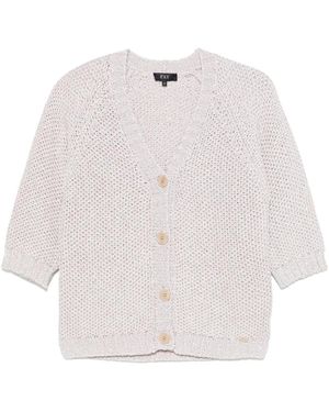 Fay Lurex-Detailing Cardigan - White