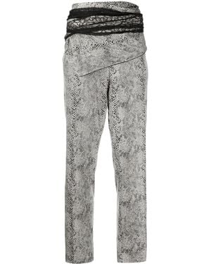 Y. Project High-Waisted Python-Effect Pants - Gray