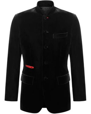 Shanghai Tang Velvet Five-Button Jacket - Black