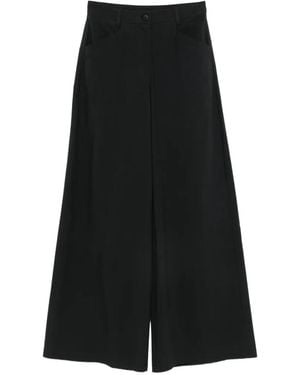 MOUTAKI Belt-Loop Pocket Palazzo Trousers - Black