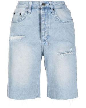 Ksubi Longline Distressed Denim Shorts - Blue