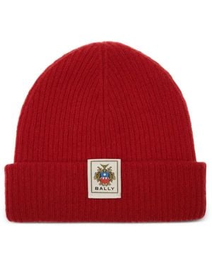 Bally Ribbed Wool Beanie - Red