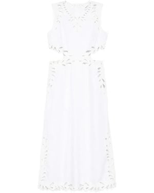 Antik Batik Deva Midikleid Mit Cut-Out - Weiß