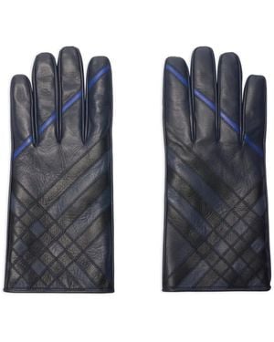 Burberry Leather Gloves - Blue