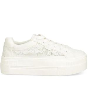 Buffalo Paired Bloom Sneakers Met Plateauzool En Bloemenkant - Wit
