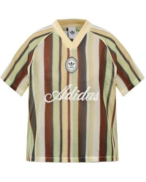 adidas Striped Logo-Embroidered T-Shirt - Metallic
